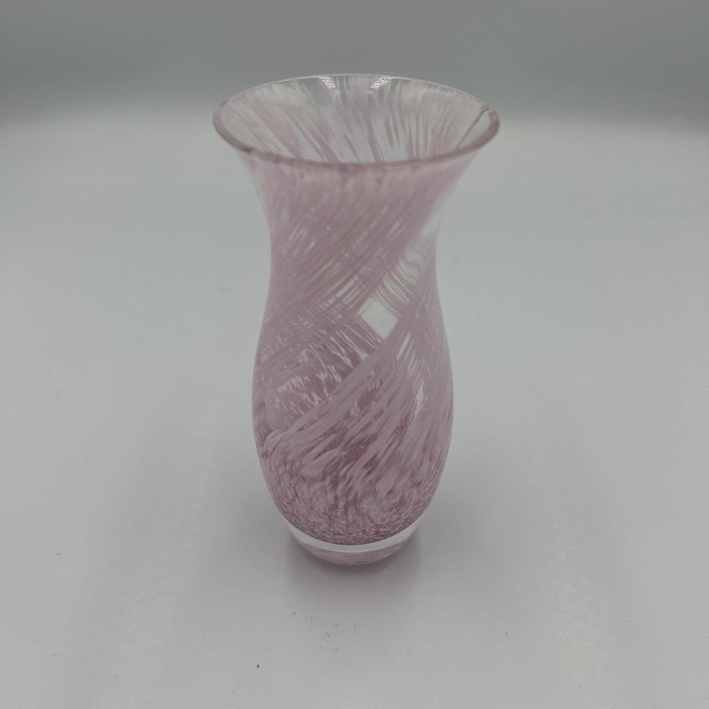 Caithness Pink Swirl Art Glass Vase Decorative Glossy Finish